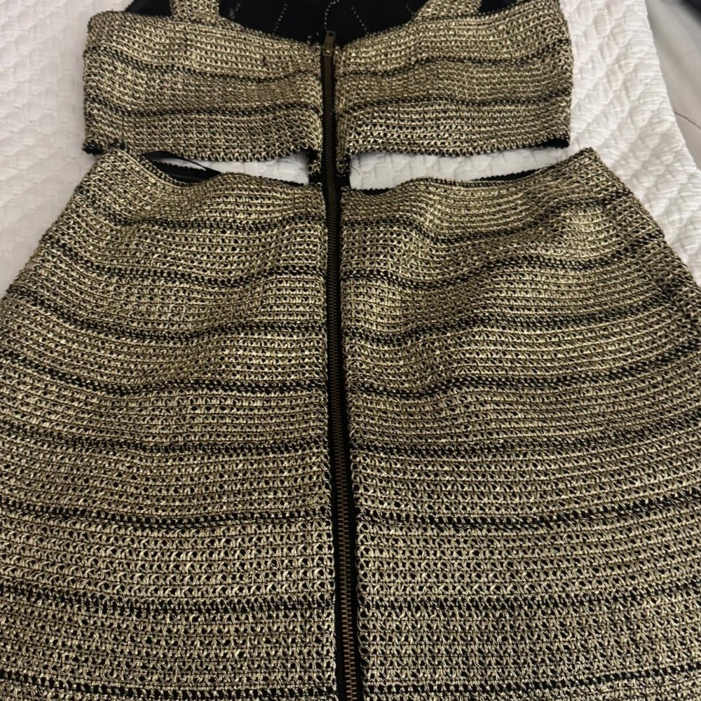 Gold and Black dress.